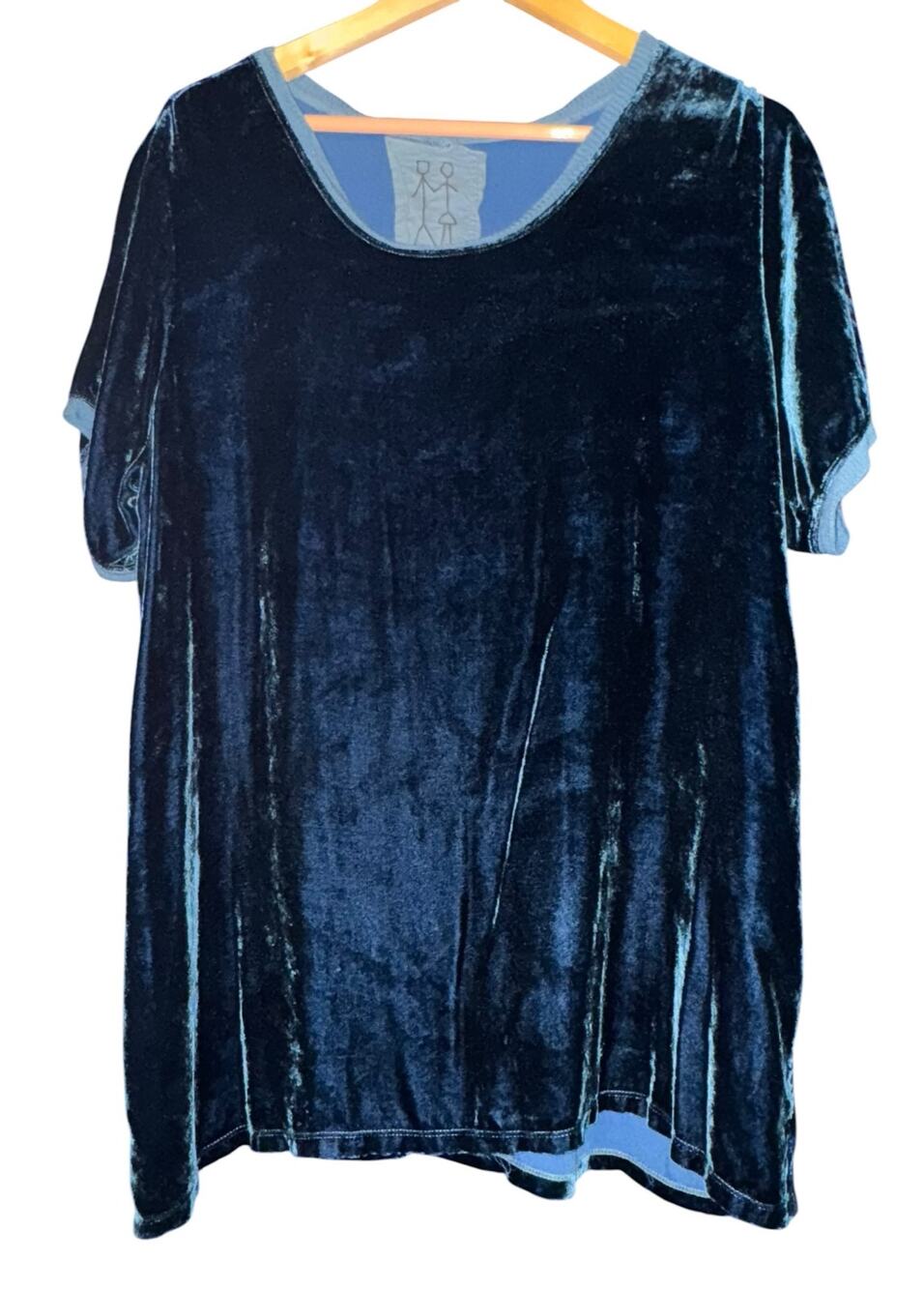 Pete & Greta From Johnny Was Blue Silk Blend Velvet Top Women's Medium Event